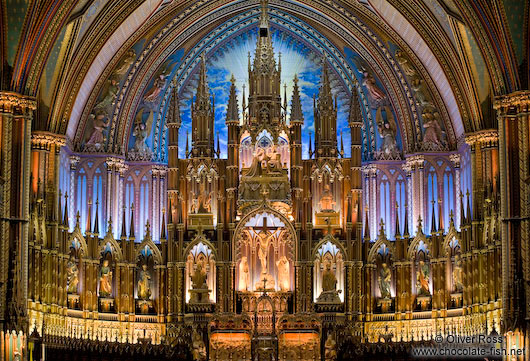 Main altar inside the Basilica de Notre Dame cathedral in Montreal
