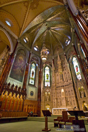 Main altar inside the Saint Patricks basilica in Montreal