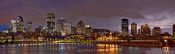 Travel photography:Superwide panorama of the Montreal city skyline at dusk, Canada