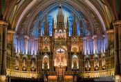 Travel photography:Main altar inside the Basilica de Notre Dame cathedral in Montreal, Canada