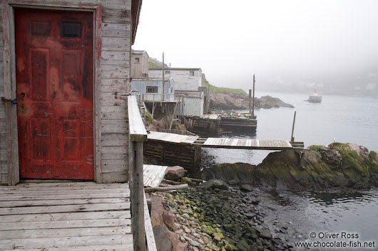 Wooden shacks in St. John´s harbour