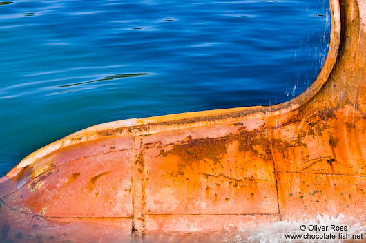 Bulbous bow of a ship in St. John´s harbour