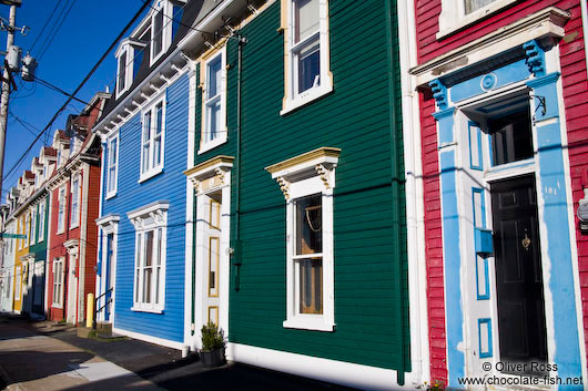 Row of wooden houses in St. John´s Gower street