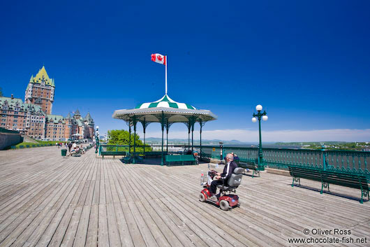 The Château Frontenac castle in Quebec with Terrasse Dufferin promenade