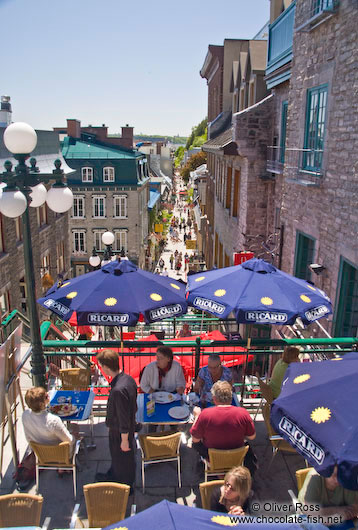 Terraced street cafe in Quebec´s old town (basse ville) 