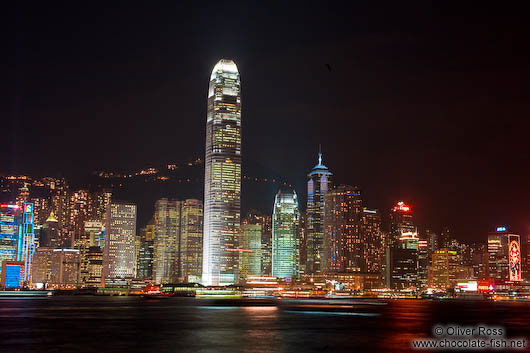 Hong Kong skyline by night as seen from Kowloon