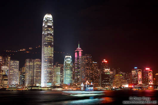 Hong Kong skyline by night as seen from Kowloon