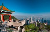 Travel photography:Hong Kong skyline and bay with viewing platform , China