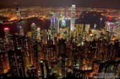 Travel photography:Hong Kong bay and skyline at night , China
