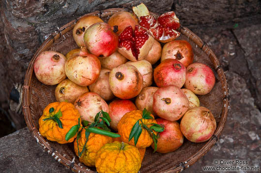 Basket with local fruit in Lijiang