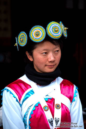 Girl with traditional Naxi dress in Lijiang