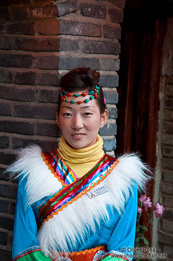 Girl with traditional Naxi dress in Lijiang