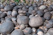 Travel photography:Round stones at Wenchang palace in Lijiang, China