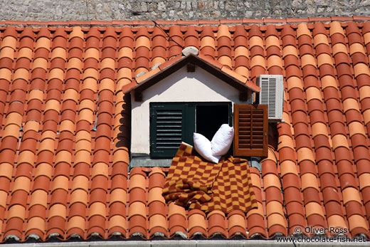 Terracotta roof and window in Dubrovnik