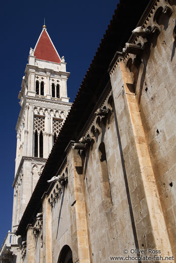 Bell tower of the Katedrala Sveti Lovrijenac (Saint Lawrence Cathedral) in Trogir