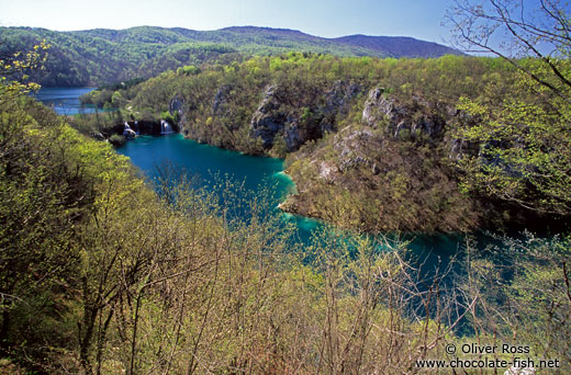Lake and river landscape in Plitvice (Plitvicka) National Park