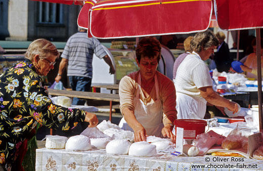 Selling cheese at Zagreb market