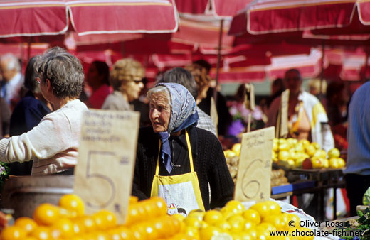 Fruit vendor at Zagreb market