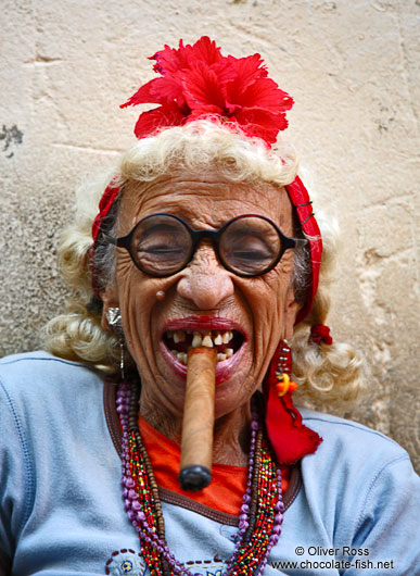 Woman with cigar in Havana