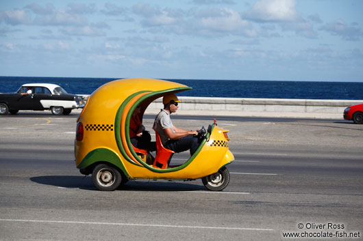 Havana coco-taxi on the Malecón