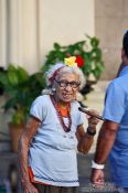Travel photography:Grandma having a smoke, Cuba