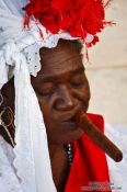 Travel photography:Havana fortune teller with cigar, Cuba