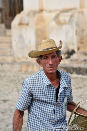 Man selling hats and baskets in Trinidad