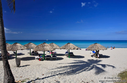 Sun umbrellas on a beach in Varadero