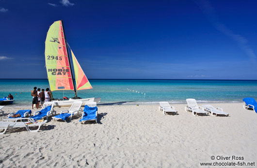 Sailing boat on a beach in Varadero