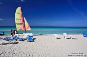 Travel photography:Sailing boat on a beach in Varadero, Cuba