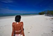 Travel photography:Tourist at a beach at Cayo-Jutias, Cuba
