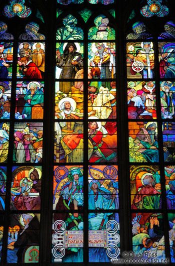 Glass window in the St. Vitus Cathedral by Alfons Mucha