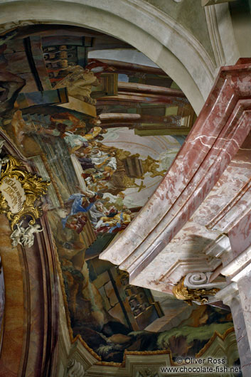 Detail inside Prague`s St. Nicolas church 