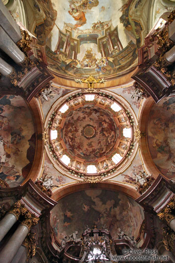 Ceiling of Prague`s St. Nicolas church 