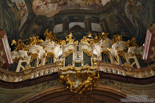 The organ in Prague`s St. Nicolas church 