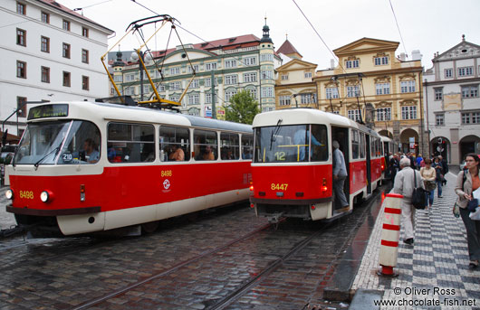 Tram station in Prague`s Lesser Quarter