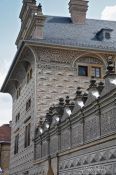 Travel photography:Facade detail of the Schwarzenberg palace in Prague castle, Czech Republic