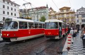 Travel photography:Tram station in Prague`s Lesser Quarter, Czech Republic