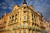 Travel photography:Houses along the Moldau (Vltava) river , Czech Republic