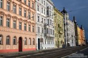 Travel photography:Houses along the Moldau (Vltava) river , Czech Republic