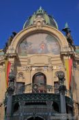 Travel photography:Facade detail of the `Representation House ´ (Obecní dům), Czech Republic