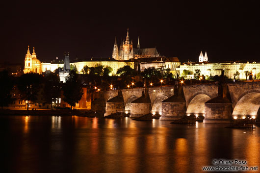 View of the Charles Bridge with Castle and Moldau (Vltava) river