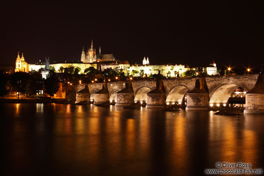 View of the Charles Bridge with Castle and Moldau (Vltava) river