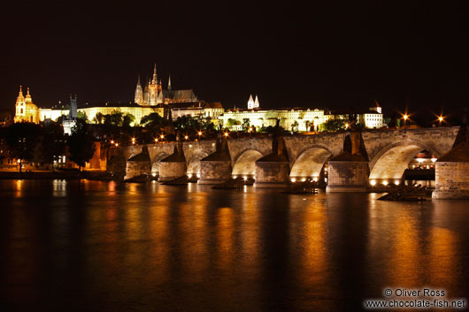 View of the Charles Bridge with Castle and Moldau (Vltava) river