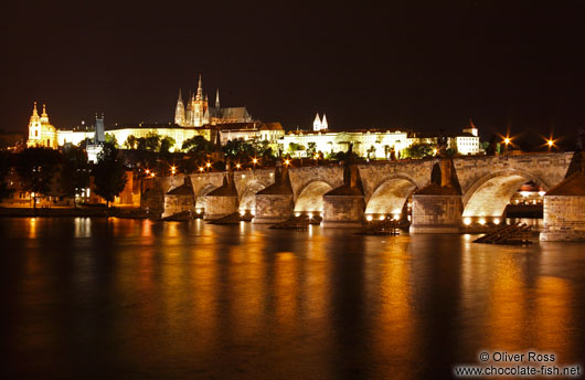 View of the Charles Bridge with Castle and Moldau (Vltava) river