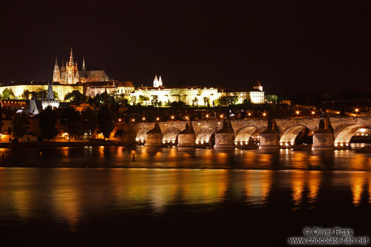 View of the Charles Bridge with Castle and Moldau (Vltava) river