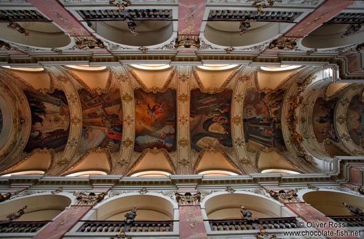 Ceiling inside St. James church in Prague`s Old Town
