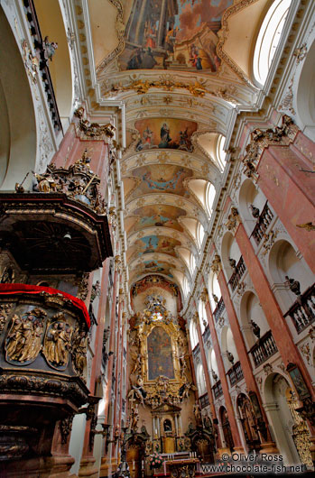 Interior of St. James church in Prague`s Old Town