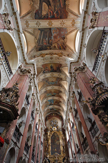 Interior of St. James Church in Prague`s Old Town