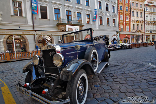 Vintage car in Prague`s Old Town